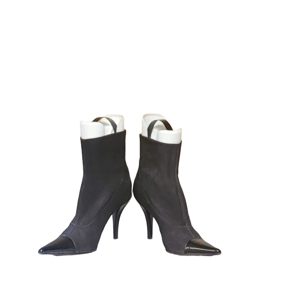 Women Vintage Leather And Fabric Elastic Upper Ankle Boots By Via Spiga Size 6.5 - Picture 7 of 10